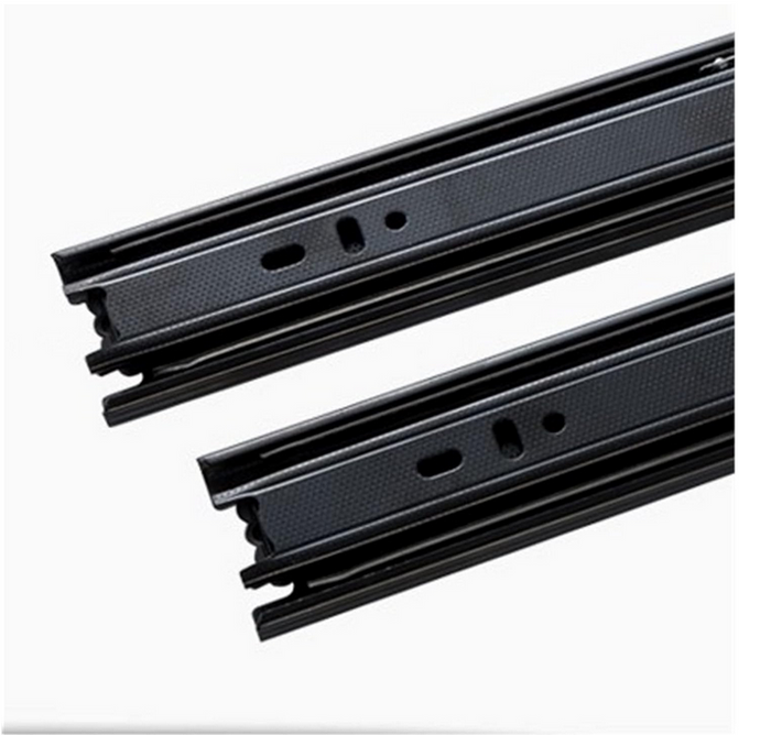 Drawer Rail Slide Rail Slideway Mute Three-Section Rail 30/35CM Black