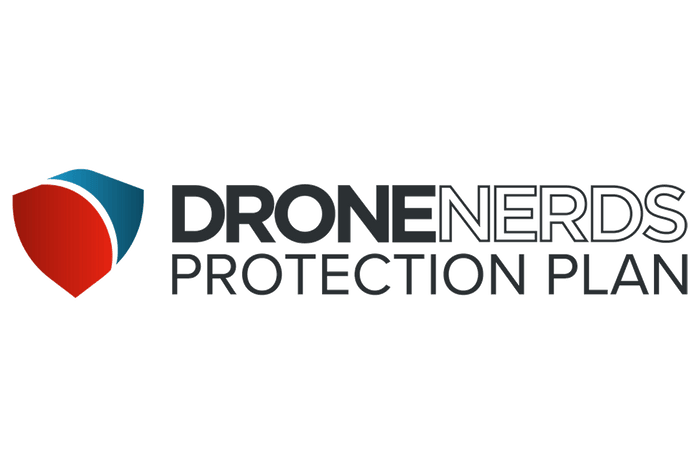 DroneNerds Protection Plan logo with a red and blue shield icon on a white background