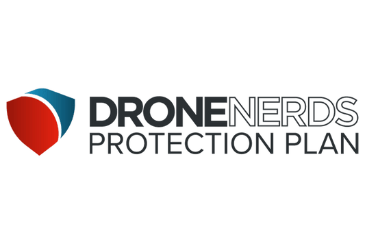 DroneNerds Protection Plan logo with a red and blue shield icon on a white background