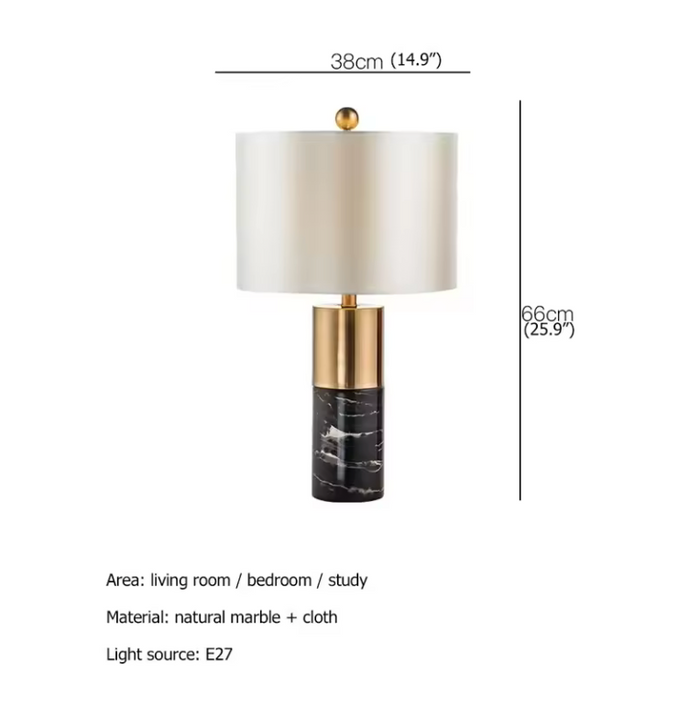 Fabric Marble Living Room Sofa Table Lamps - Black