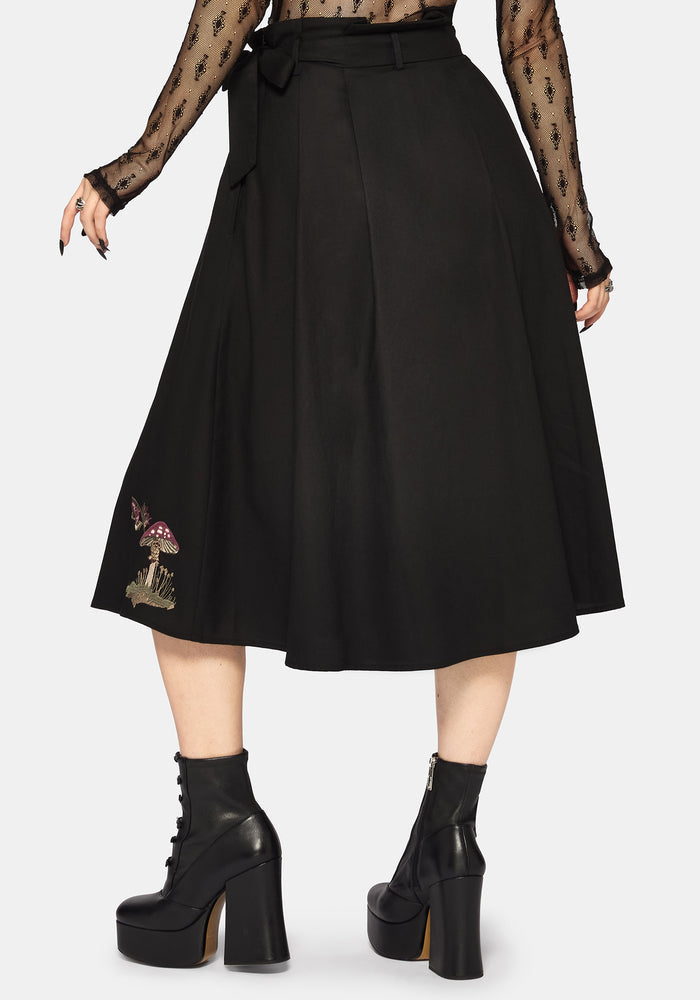 Faela Fairy Embroidered Tie Waist Paperbag Midi Skirt