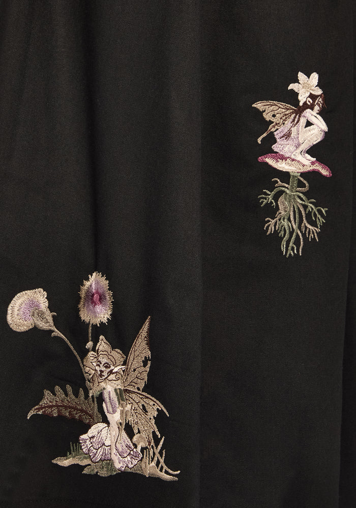 Faela Fairy Embroidered Tie Waist Paperbag Midi Skirt
