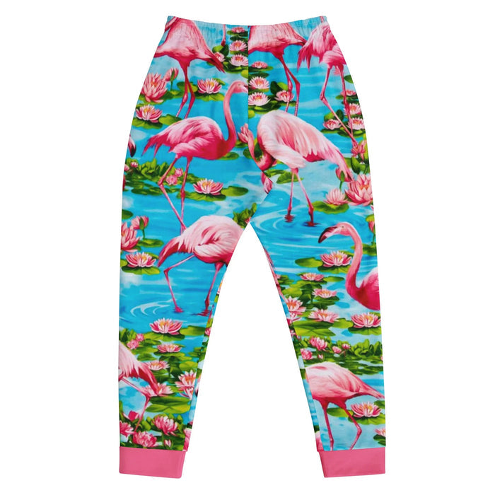 Flamingo Paradise Joggers in Tropical Lagoon Vivids. OEKO-TEX® 100, REACH Compliant, GRS Certified.