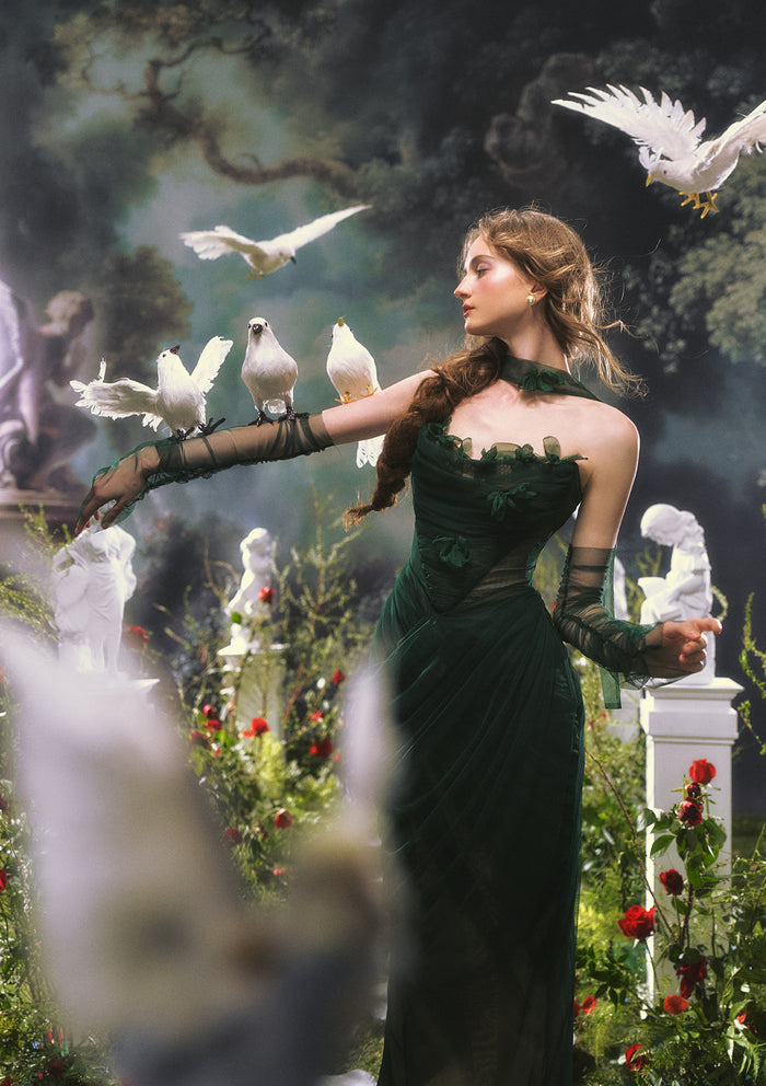 Lacemade dark fairycore forest green dress - Enchanted forest aesthetic
