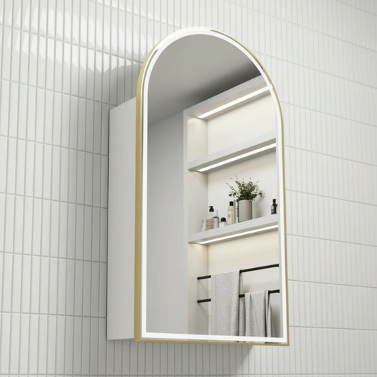 Frameless Arch LED Shaving Cabinet Matte White 90cm x 60cm 3 Colors