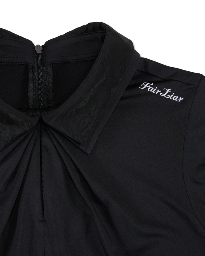 Front Shirring Sleeveless T Shirt (Black)