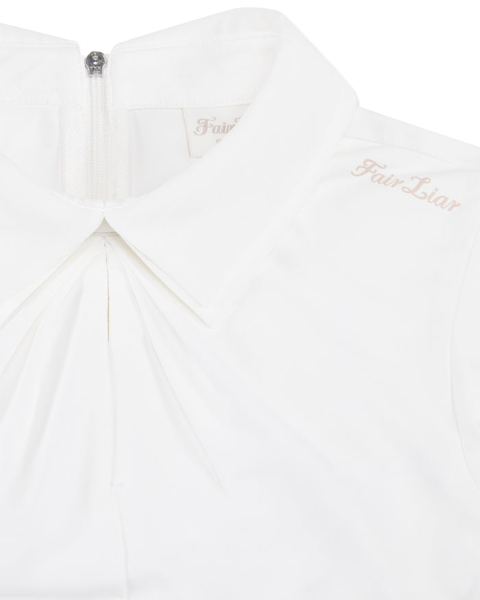 Front Shirring Sleeveless T Shirt (White)