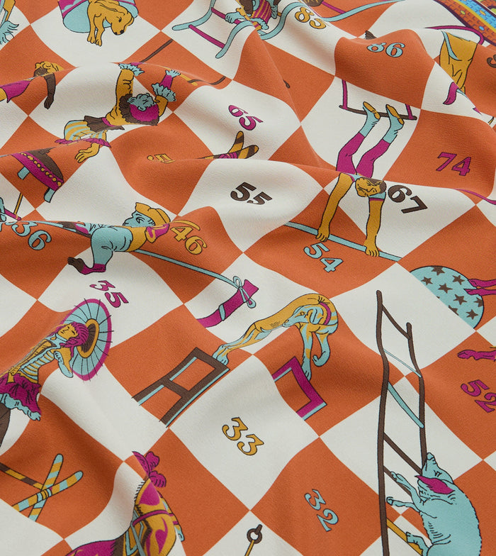 Green Snakes and Ladders Print Silk Bandana