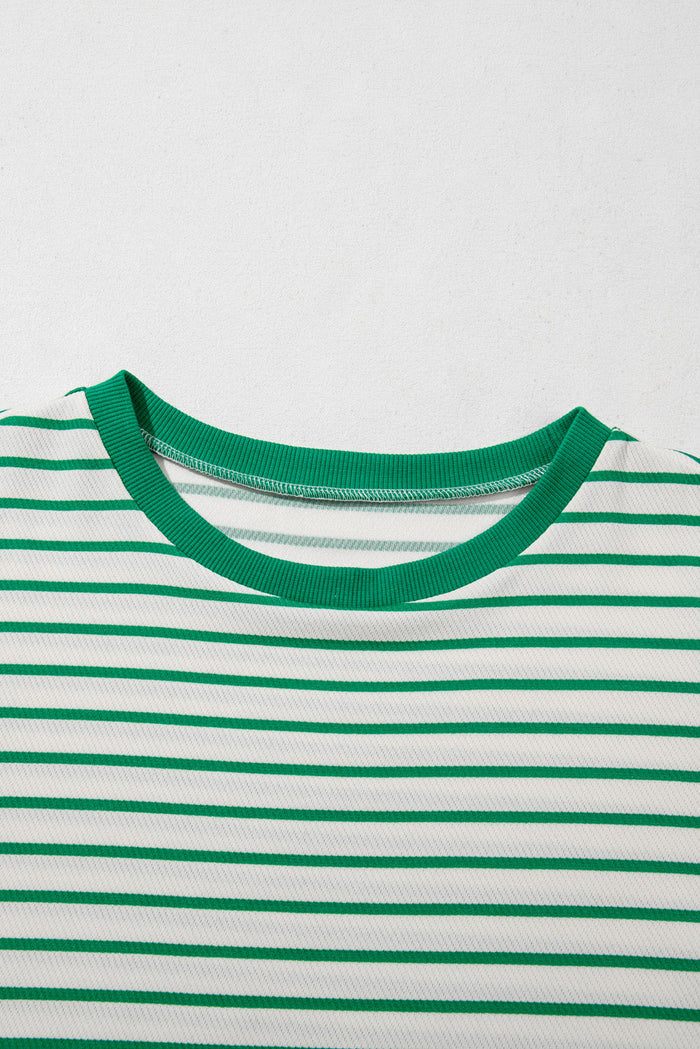 Green Stripe Plus Size St Patricks Day Round Neck T Shirt - Size/Plus Tops/Plus Tops & Tees