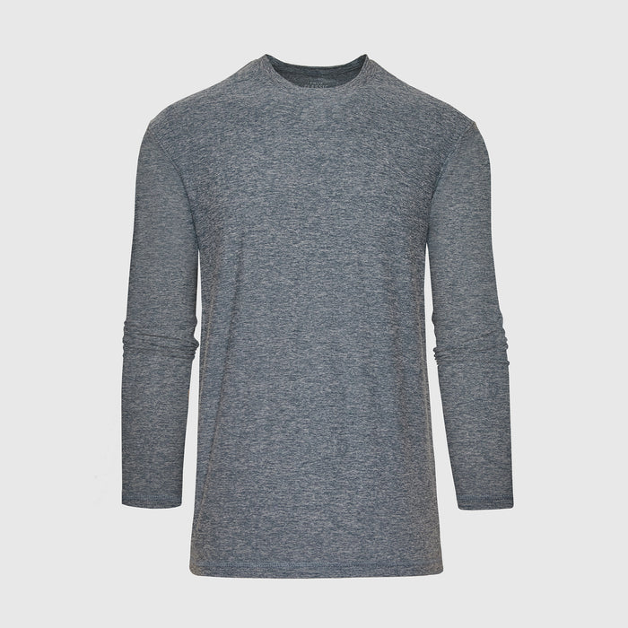 Heather Navy Active Long Sleeve Crew T-Shirt on neutral background.
