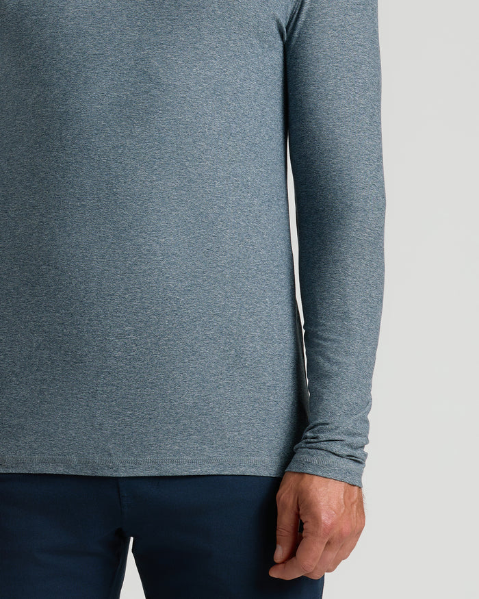 Heather Navy Active Long Sleeve Crew T-Shirt with moisture-wicking properties.