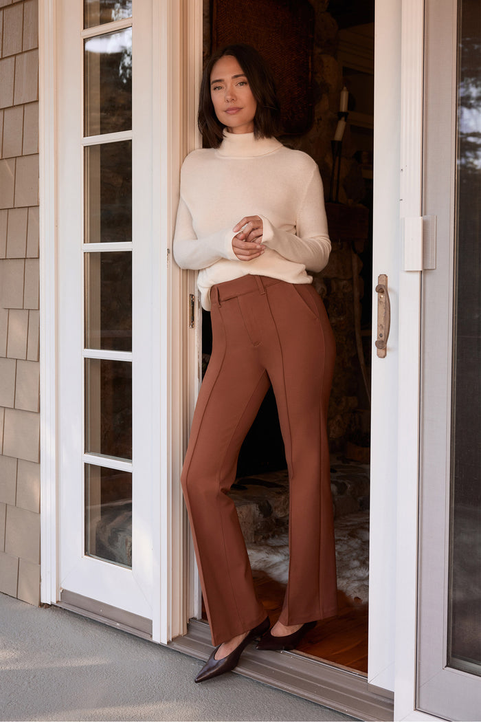 High Rise Bootcut Trouser Pants - Mocha Bisque
