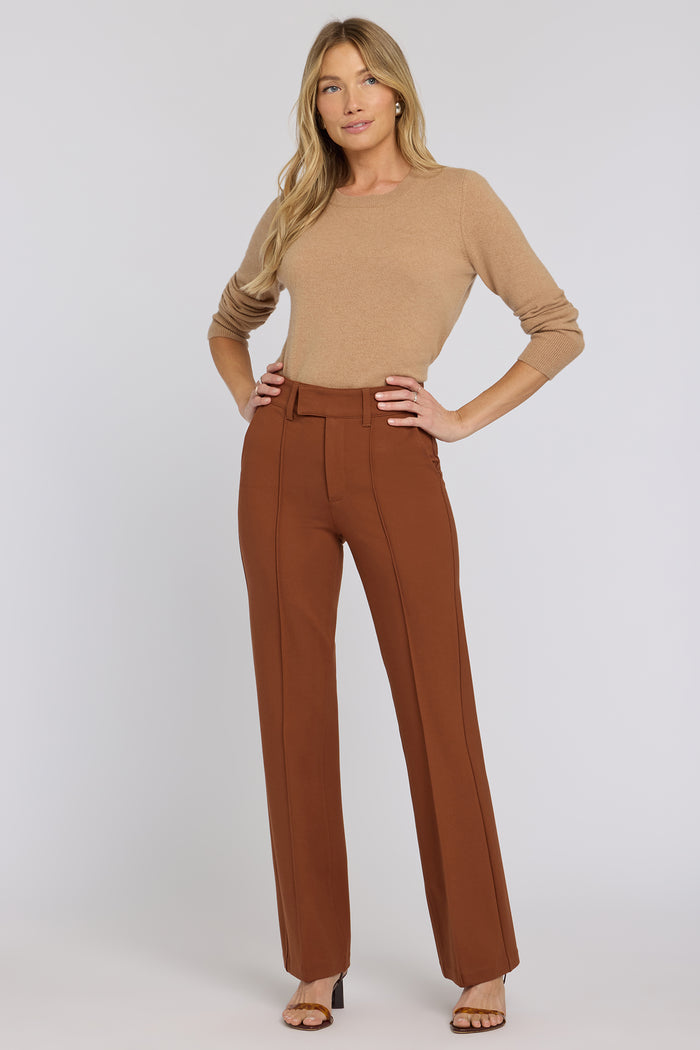 High Rise Bootcut Trouser Pants - Mocha Bisque