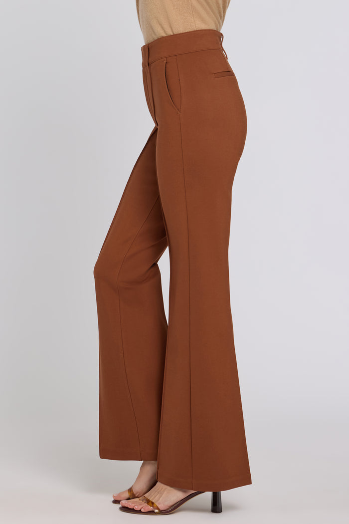High Rise Bootcut Trouser Pants - Mocha Bisque