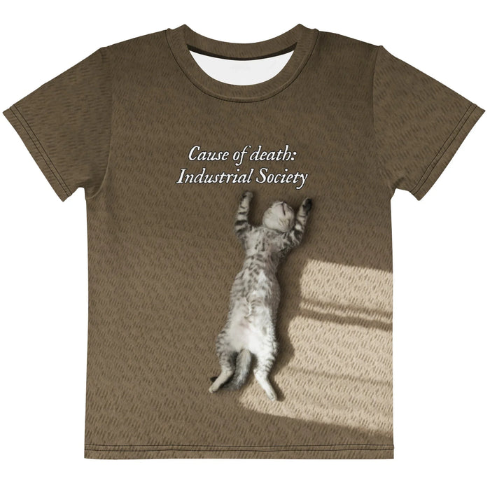 Industrial Society Cat Kid's Tee in Sunlit Taupe Carpet. CPSIA Compliant, OEKO-TEX® 100, REACH Compliant.