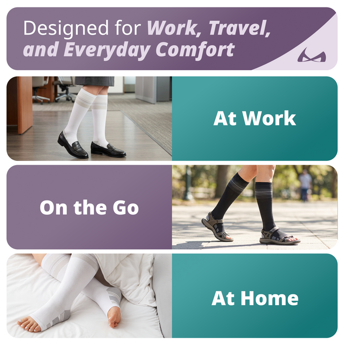 our diabetic compression socks are perfect for work, travel, and everyday comfort, even sleeping