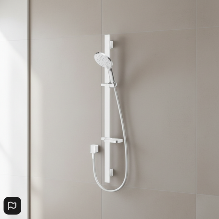 Koha Rail Shower Satinjet MKII White Faceplate