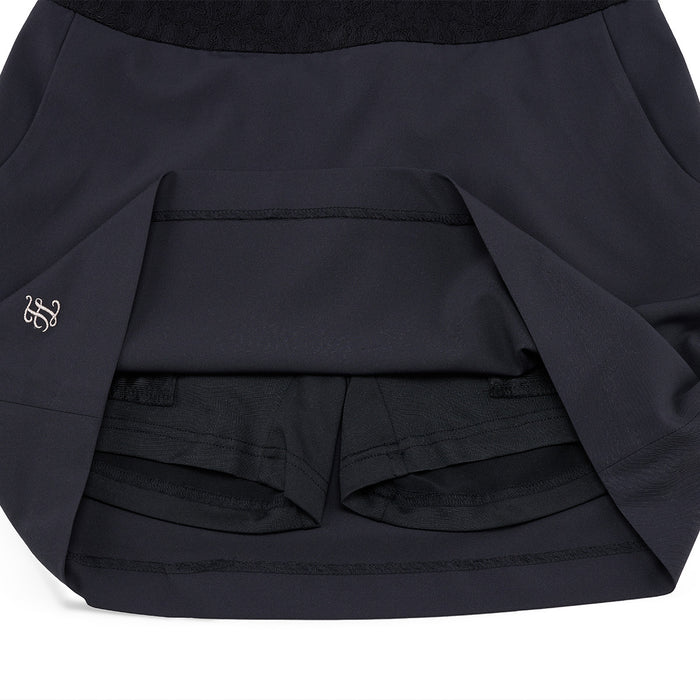 Lace H-line skirt (Black)