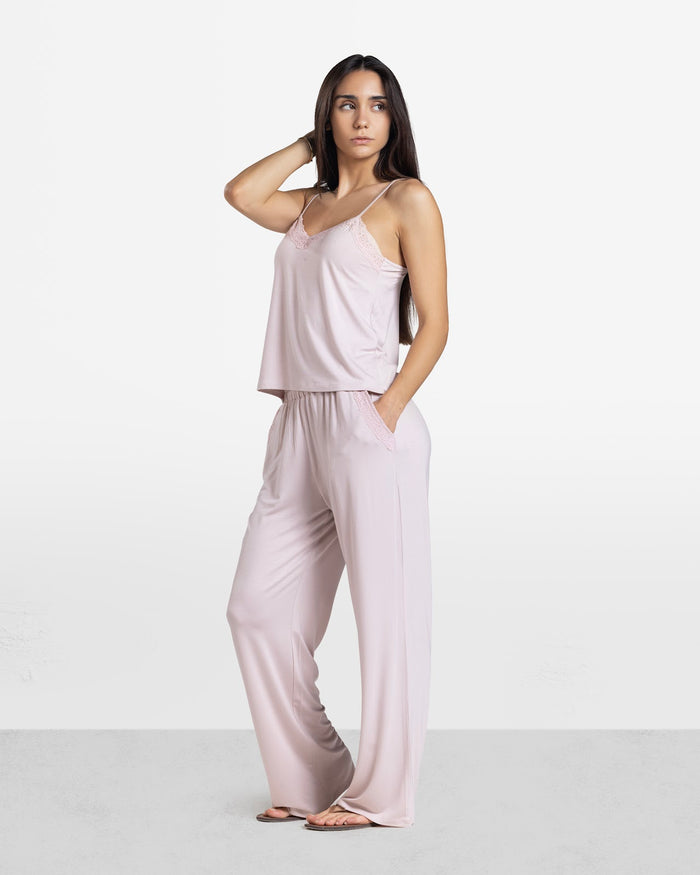 LACE TRIM CAMI PANTS SET POWDER PINK 5