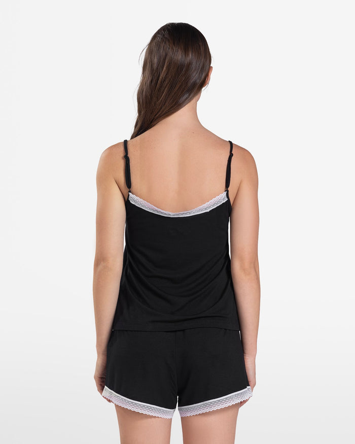 LACE TRIM CAMI SHORT SET BLACK 2