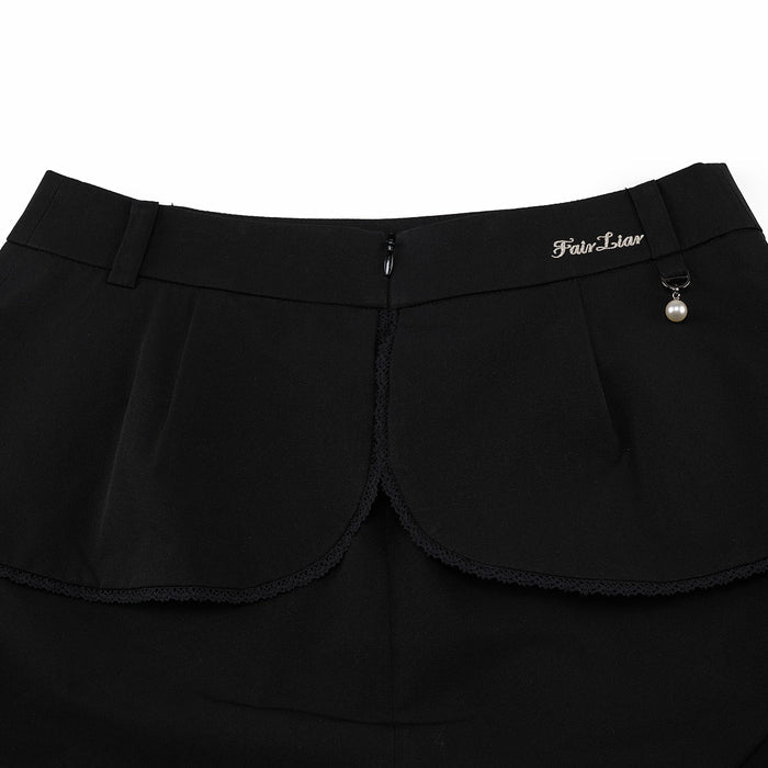 Lace Trim Flap Skirt (Black)