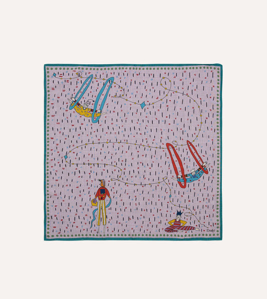 Lilac Acrobat Print Wool-Silk Bandana