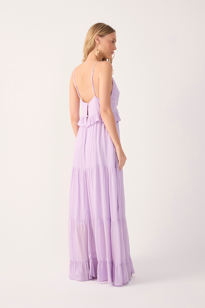 Lilac Ruffled V Neck Maxi Dress_5