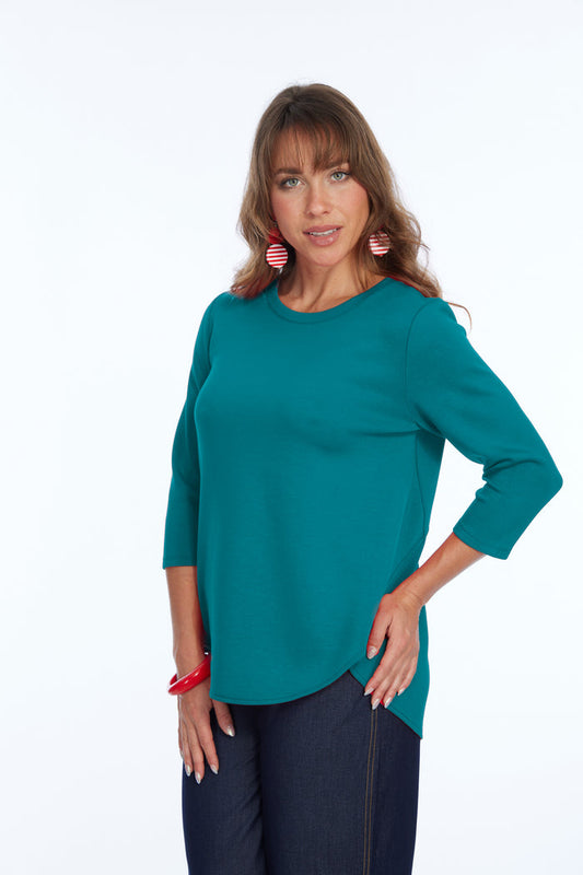 LIOR ZOFI Top Women's 3/4 Ponte Knit Top - Forrest Green