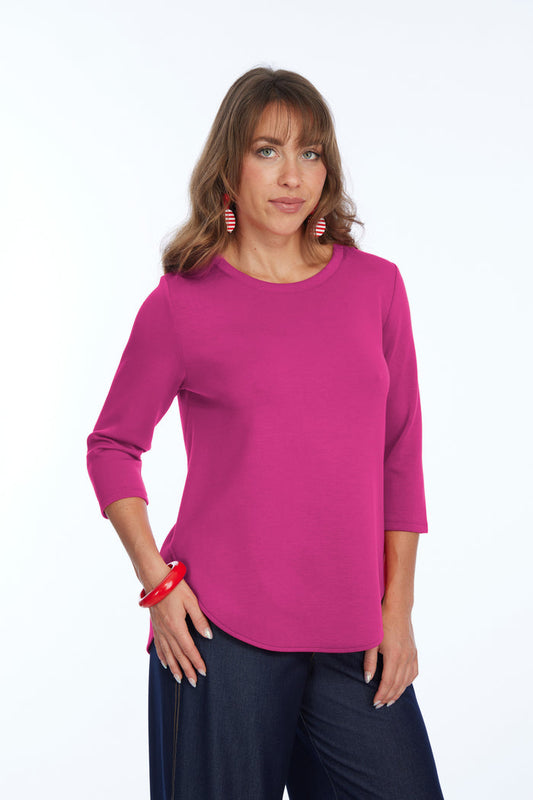 LIOR ZOFI Top Women's 3/4 Ponte Knit Top - Magenta