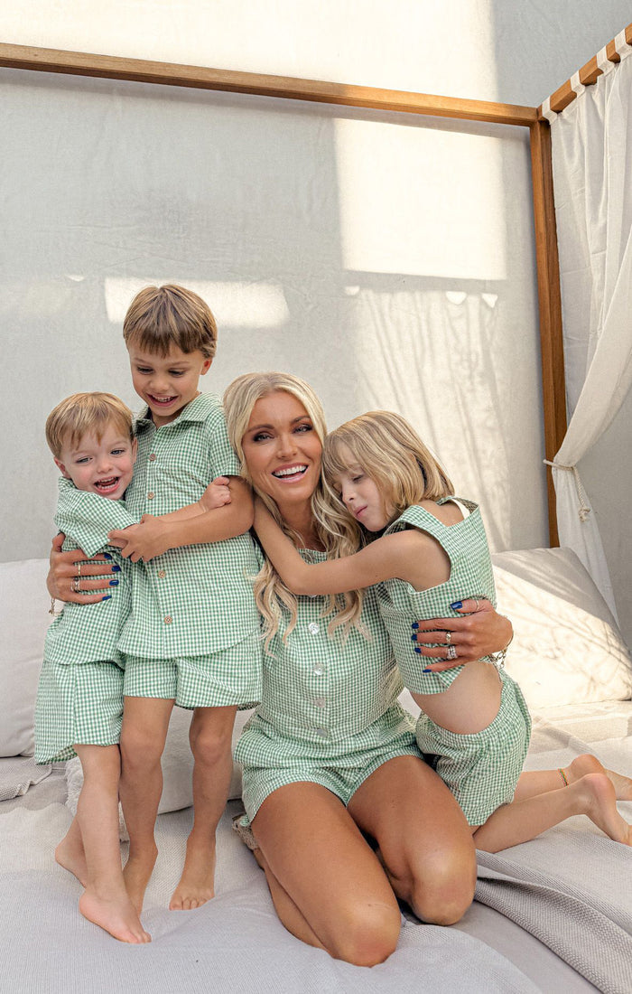 Little Maren Shorts ~ Field Green Gingham