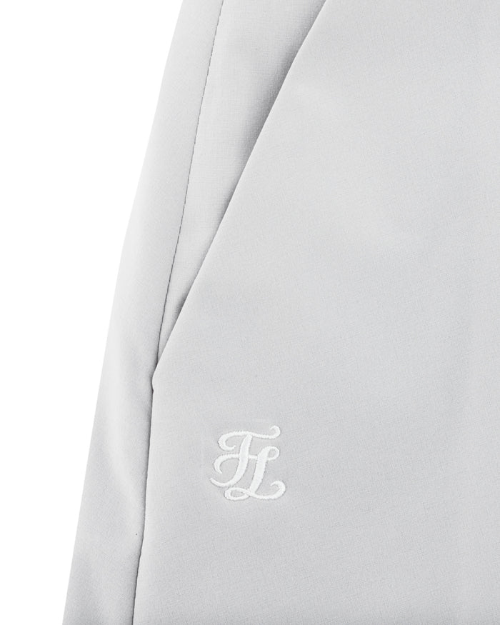 Logo Embellished Pleated Skirt (Grey)