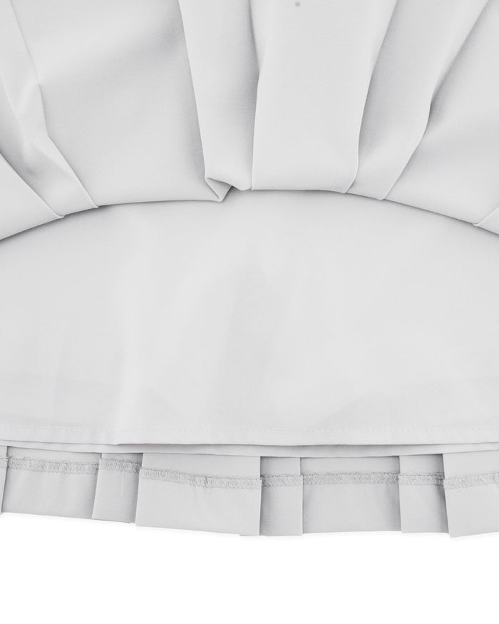 Logo Embellished Pleated Skirt (Grey)