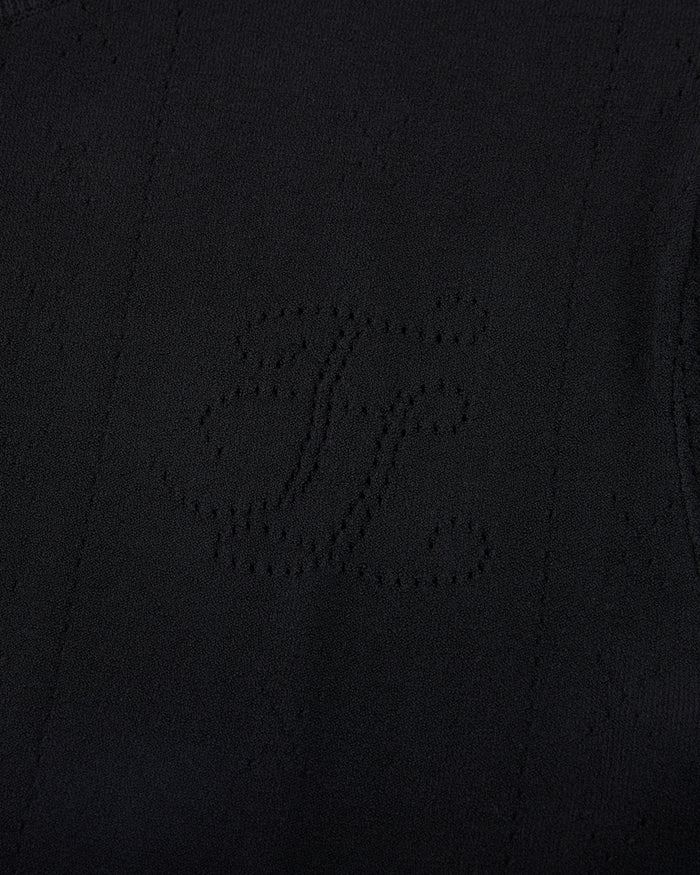 Logo Jacquard Short Sleeve Cardigan (Black)