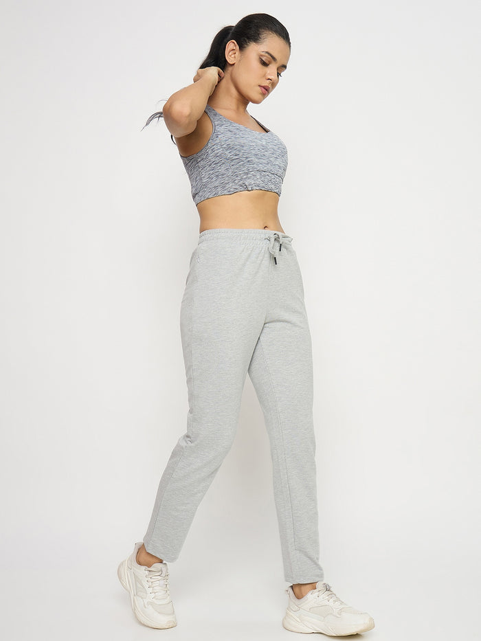 Madame Grey Cotton Blend Tapered Track Bottoms
