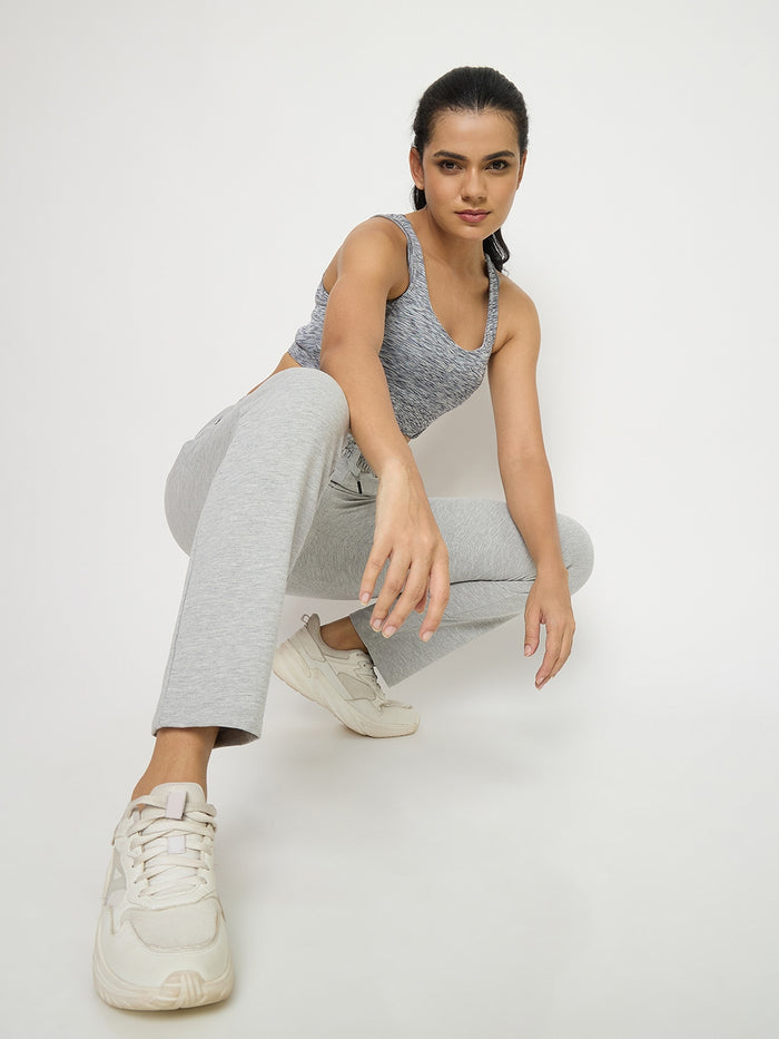 Madame Grey Cotton Blend Tapered Track Bottoms