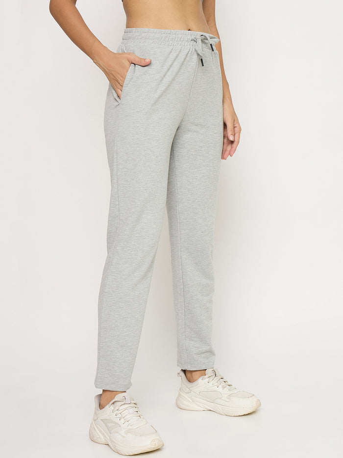Madame Grey Cotton Blend Tapered Track Bottoms