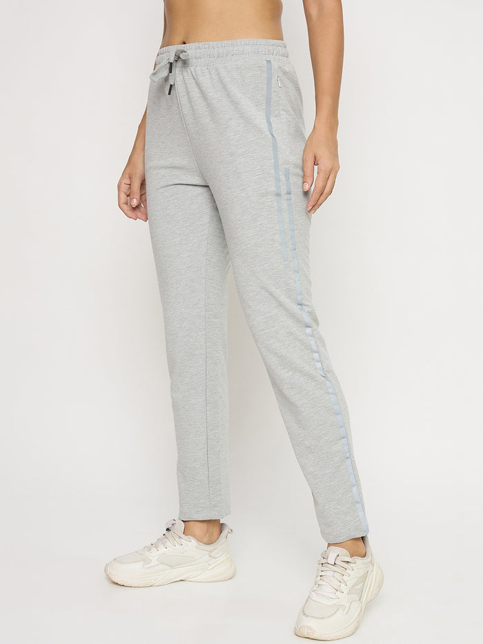 Madame Grey Cotton Blend Tapered Track Bottoms