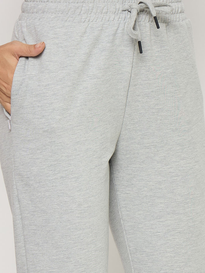 Madame Grey Cotton Blend Tapered Track Bottoms