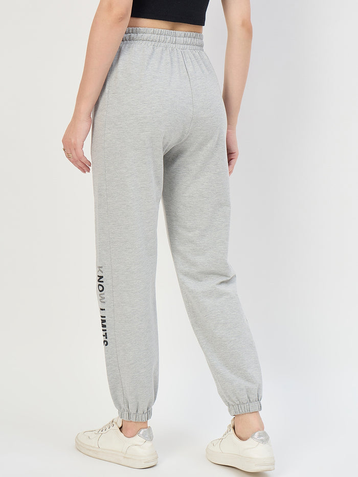 Madame Grey Cotton Blend Tapered Track Pants