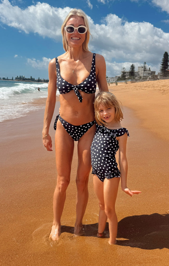 Madeline One Piece ~ Navy Polka Dot