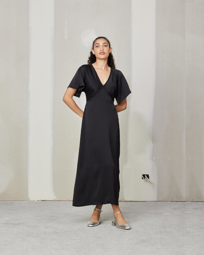 MATEA SATIN DRESS BLACK