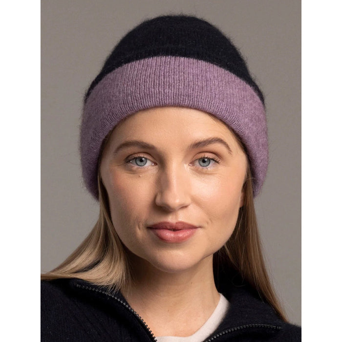 McDonald - Possum and Merino Two Tone Beanie (6102) Lilac/Navy
