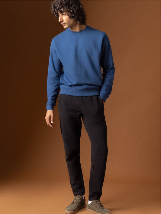 Men's 100% Cotton Regular Fit Knit pant Black