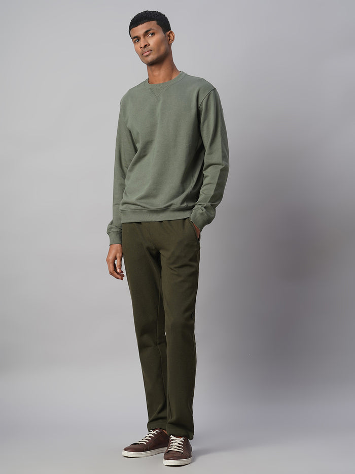 Men's 100% Cotton Regular Fit Knit pant Green