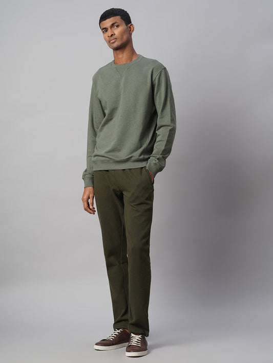Men's 100% Cotton Regular Fit Knit pant Green