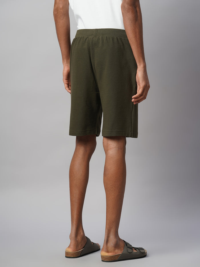 Men's 100% Cotton Regular Fit Knit Shorts Green