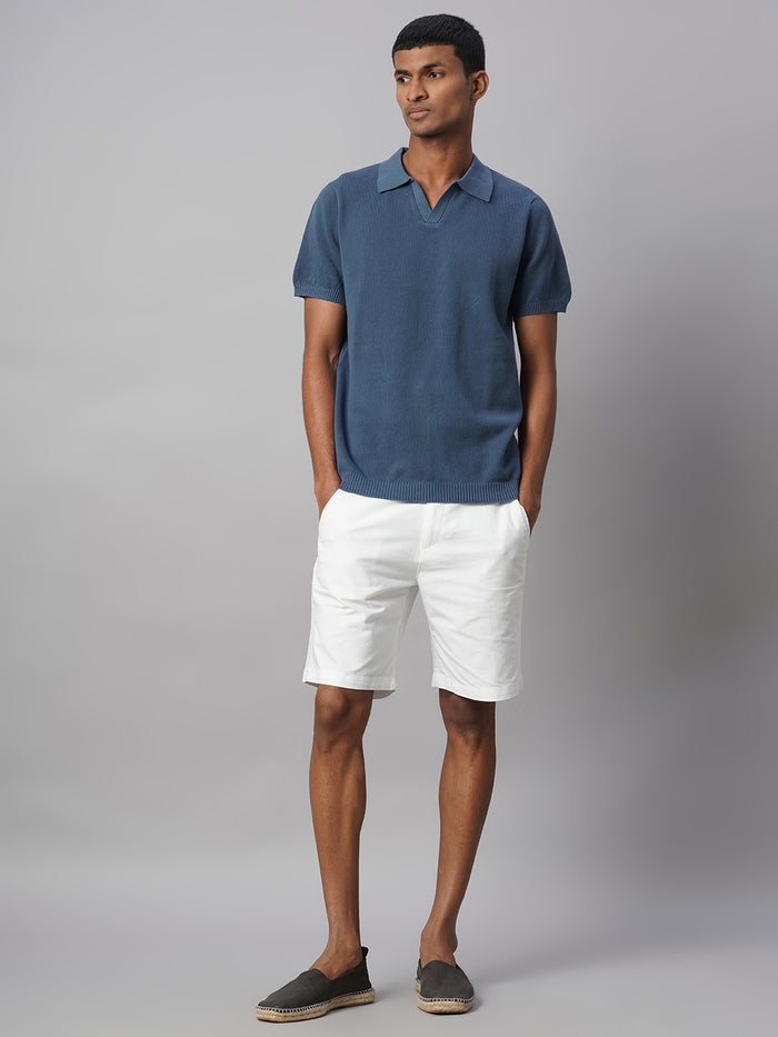 Men's 100% Cotton Regular Fit Polo T Shirt Blue