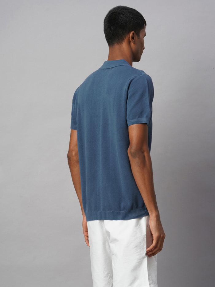 Men's 100% Cotton Regular Fit Polo T Shirt Blue