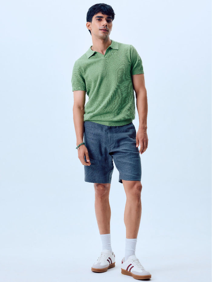 Men's 100% Cotton Solid Polo T Shirt Green