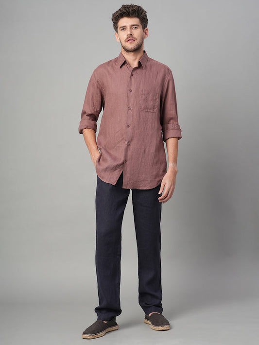 Men's 100% Linen Side Pocket Pants Navy
